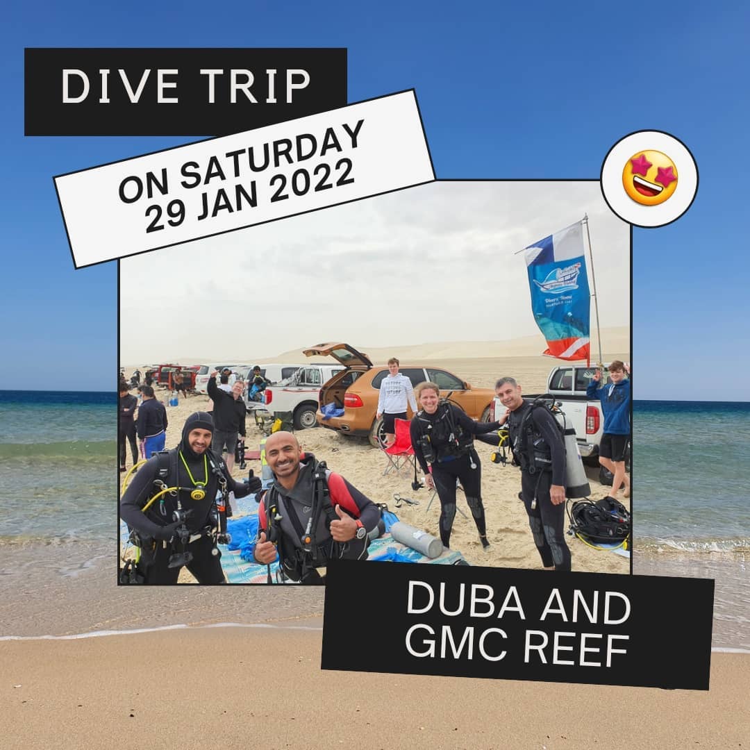 Dive Trip to GMC REEF on Saturday
Meeting time 8:00 am in front of Alghais Diving Sealine branch 
Charge is:
250 QAR for non-members
Include 2 tanks and weights
Free of charge for members
Looking forward seeing you on Saturday
#divinginqatar #scuba #divetrip #dive